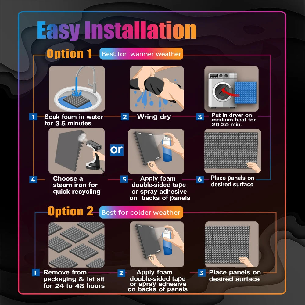 Studio Acoustic Soundproof Foam Panels 6/12/24 Pcs, Pyramid Sound Insulation Treatment Acoustic Sponge，Acoustic Foam Panels