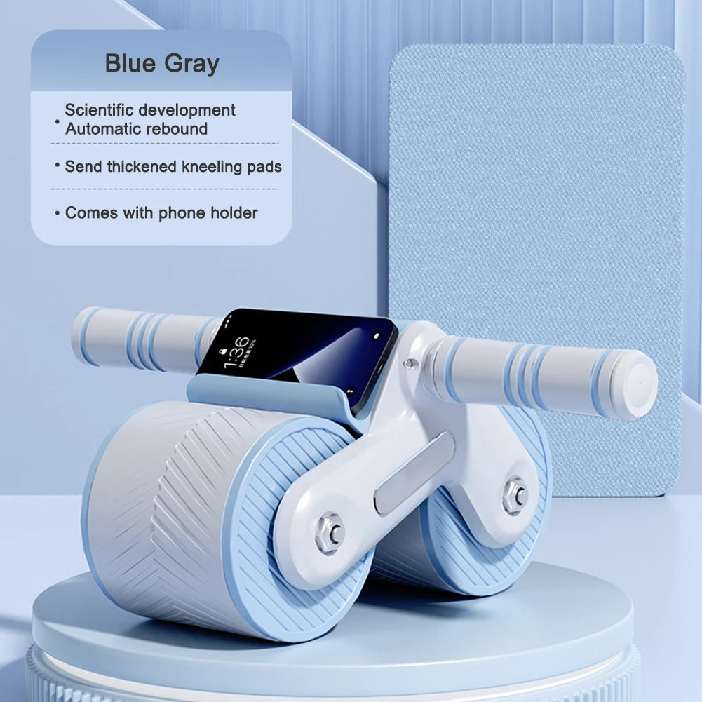 Abdominal Wheel Exerciser Dual Wheel Design Abdominal Fitness Wheel Automatic Rebound Anti-Slip for Bodybuilding Training