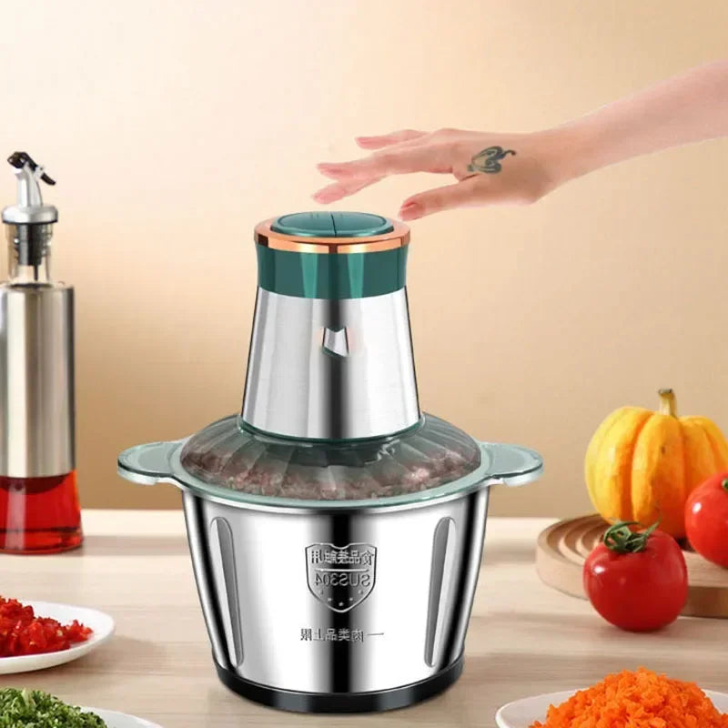 Kitchen household electric meat grinder stainless steel stuffing minced vegetables minced meat mincer small garlic chili cooker