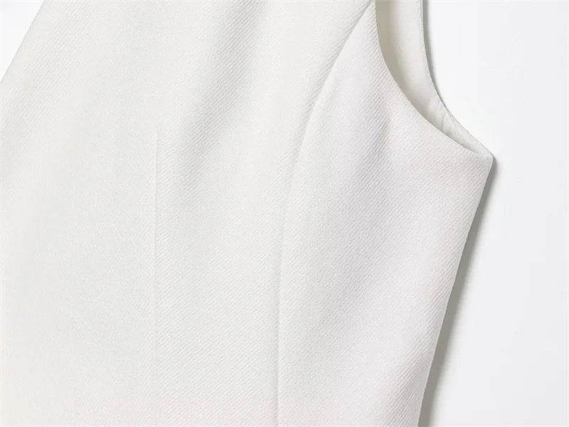 Women's Vest New Summer 2025 Solid Color Sleeveless Blend Vest Sexy V-neck Design Casual and Versatile Personality Fashion - AIAZ