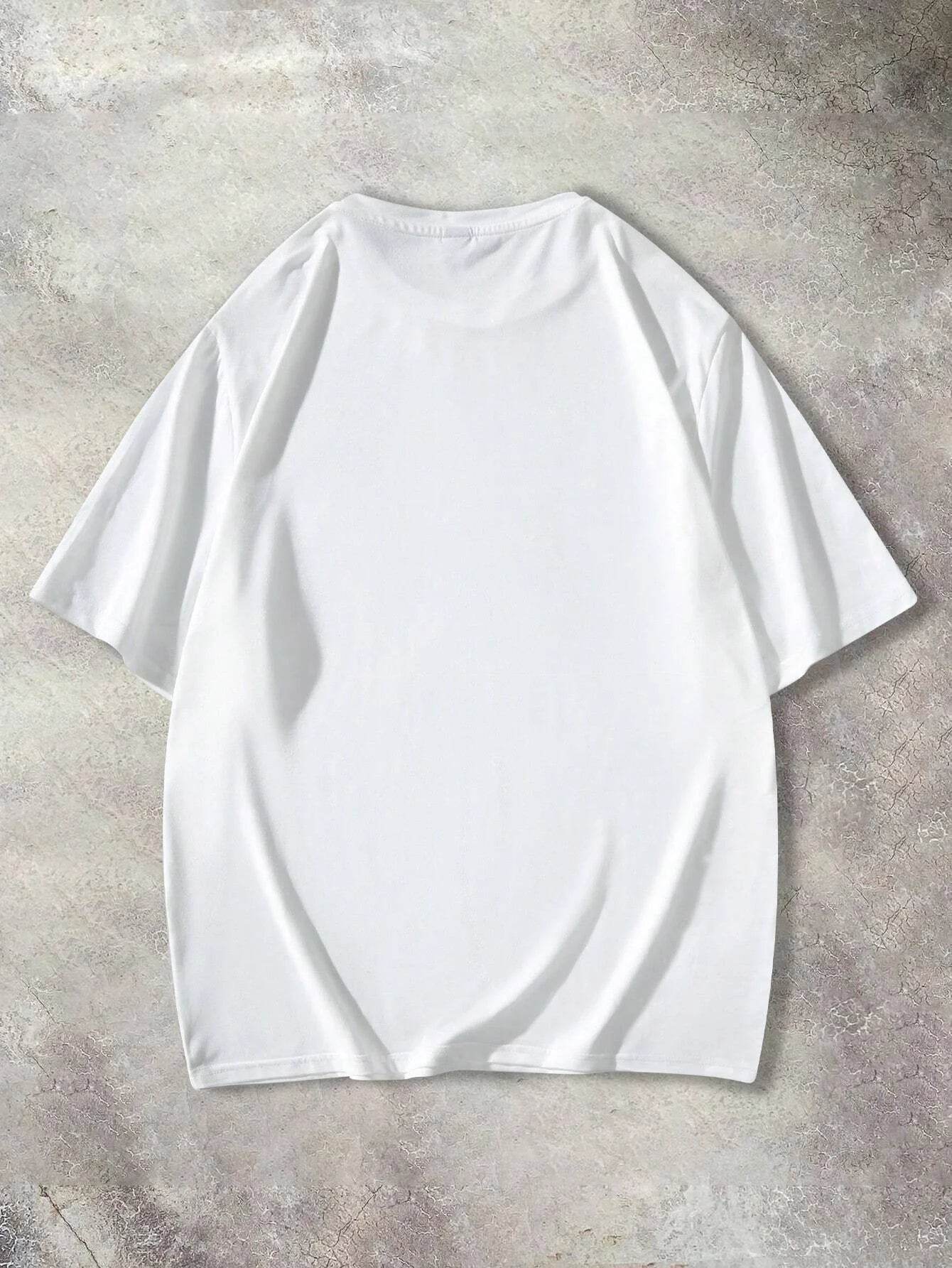 Men's 100% pure cotton summer loose size BE KIND letter cartoon print casual comfortable round neck short sleeved T-shirt top - AIAZ