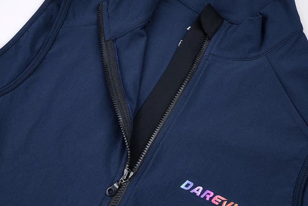 DAREVIE Cycling Vest Windproof Cycling Wind Gilet Waterproof 2 Way Zippers Cycling Windbreaker Back Zipper Pockets Men Women