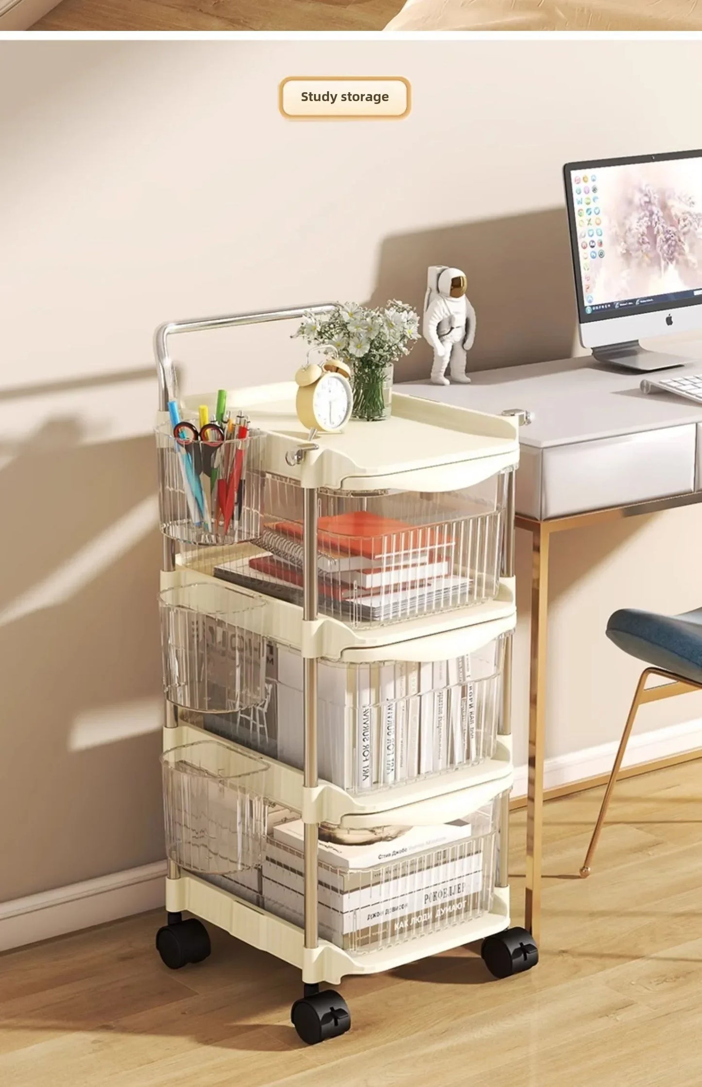 Small Cart Storage Rack, Snack Storage Rack, Multi-layer Storage Cabinet, Drawer Style Movable Baby Product Storages Rack