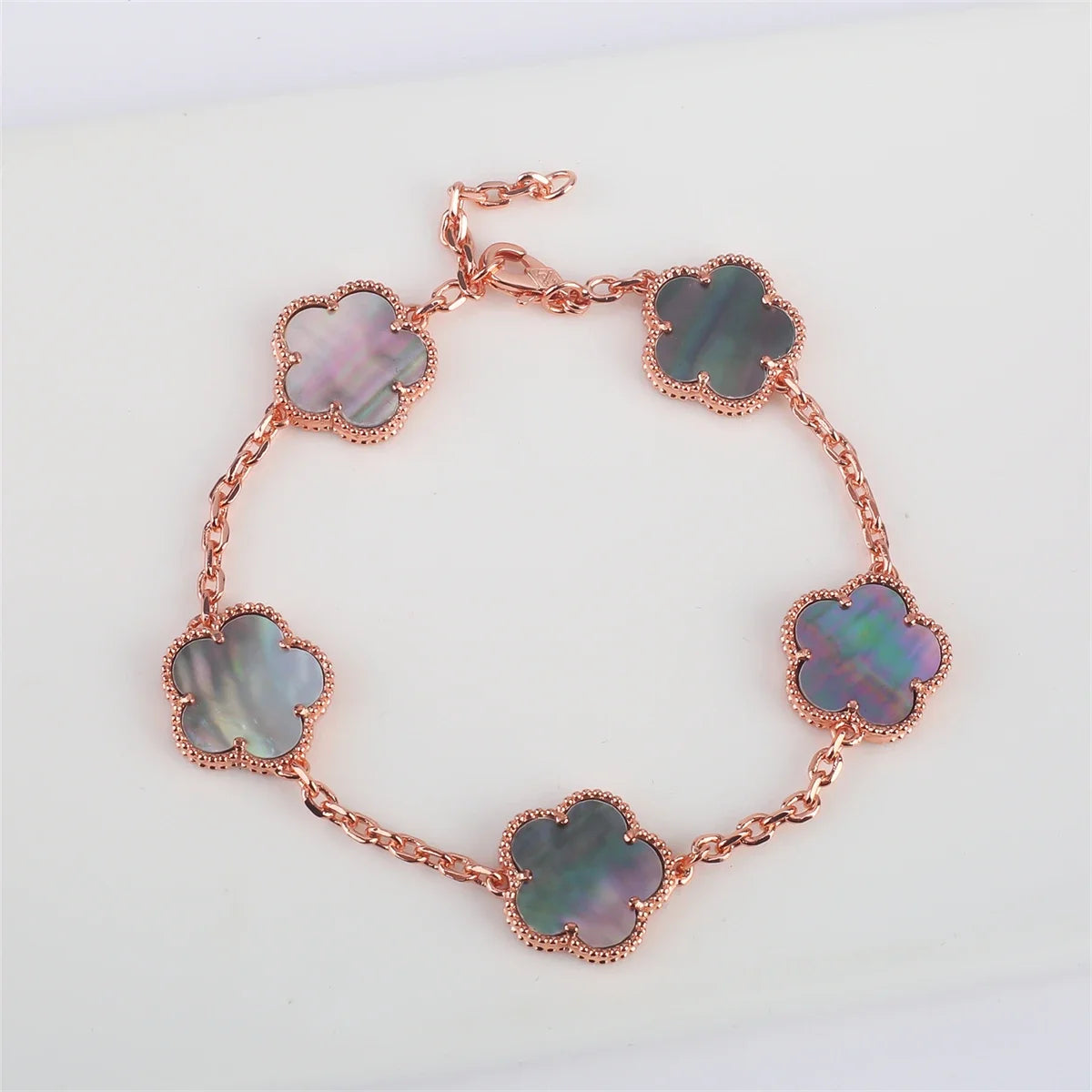 Hot Sale 11 Color Natural Stone Five Leaf Flower Plant Adjustable Bracelet Classic for Woman Fashion Party Jewelry Gift Clover