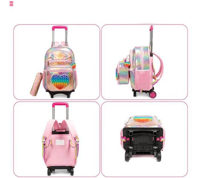 School Wheeled backpack Bag School bag with wheels Trolley Satchel bag Kids School Rolling backpack for girls School Trolley Bag - AIAZ