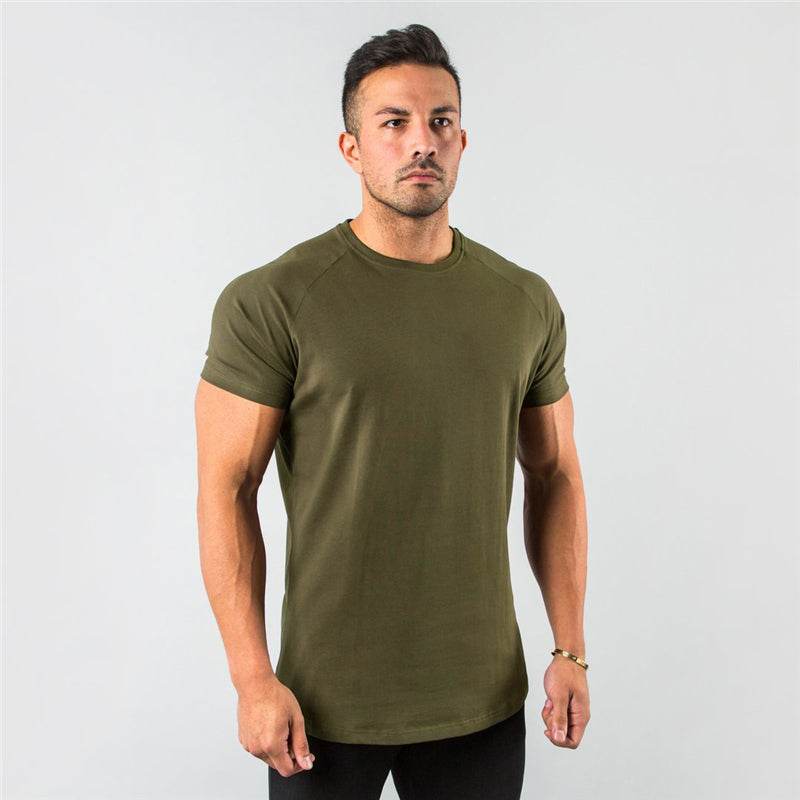 New Fashion Plain Tops Tees Fitness Mens T Shirt Short Sleeve Muscle Joggers Bodybuilding Tshirt Male Gym Clothes Slim Fit Shirt - AIAZ