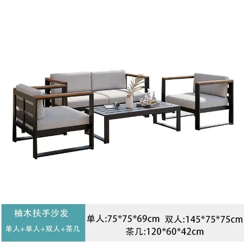 Aluminum Alloy Garden Sofas Waterproof Sunscreen Outdoor Furniture Home Courtyard Balcony Garden Sofa Coffee Table Combination L