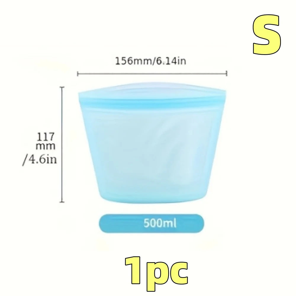 1/3pcs Silicone Food Containers Reusable Storage Bags Leakproof Ziplock Bag Set for Fridge Freezer Fresh-Keeping Kitchen Organiz