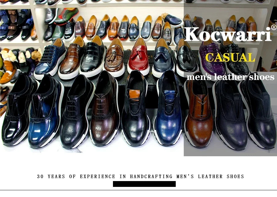 Handmade Genuine Leather Men's Loafers Red Crocodile Pattern Penny Slip-On Dress Flats for Office Wedding Party