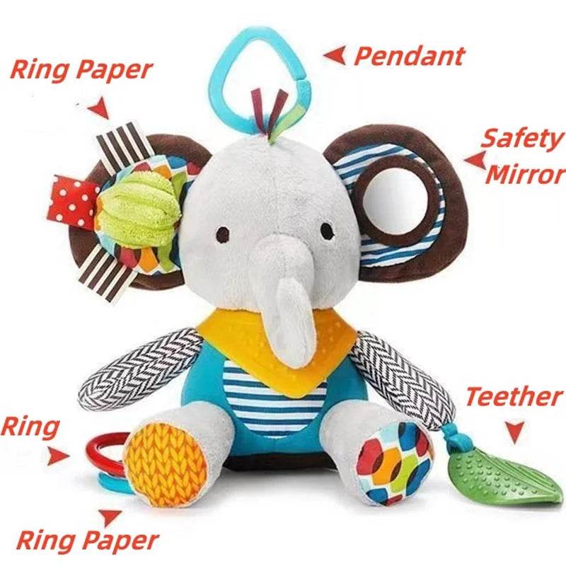 Montessori Baby Toys Kawaii Soft Plush Dolls Animal Strollers Pendant Toys for Newborn Boys Girls Toddler Birthday Gift - AIAZ