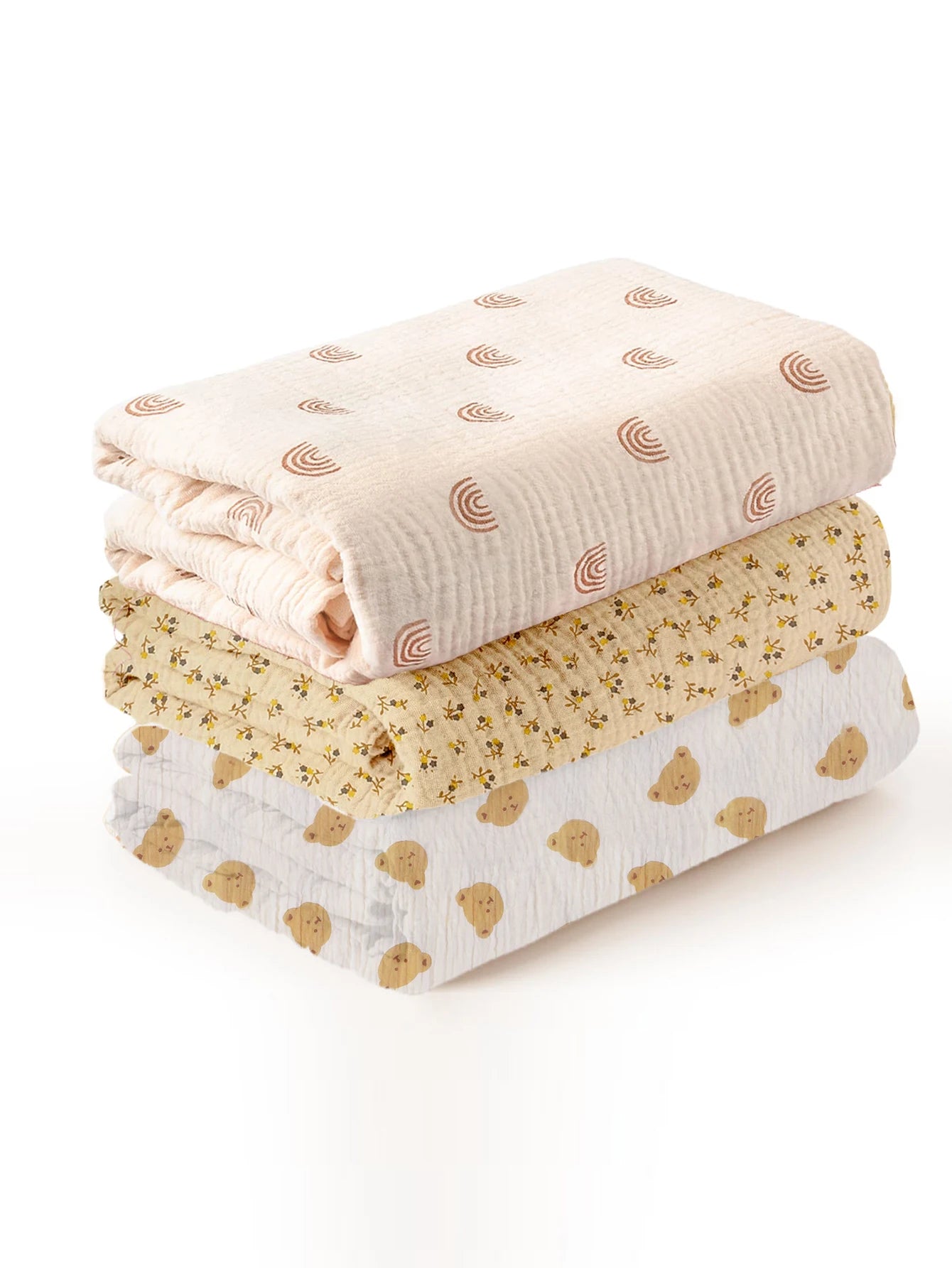 3PCS/set Soft Breathable Newborn Baby Receiving Blanket Muslin Swaddle Blankets