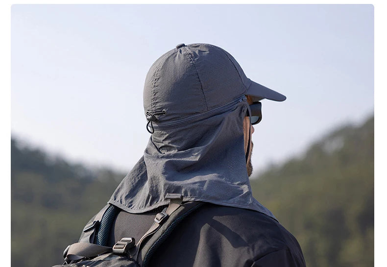 Summer Quick Drying Baseball Caps For Men Women Anti UV Sun Hat Breathable Hiking Fishing Hat Male Outdoor Detachable Shawl Hats