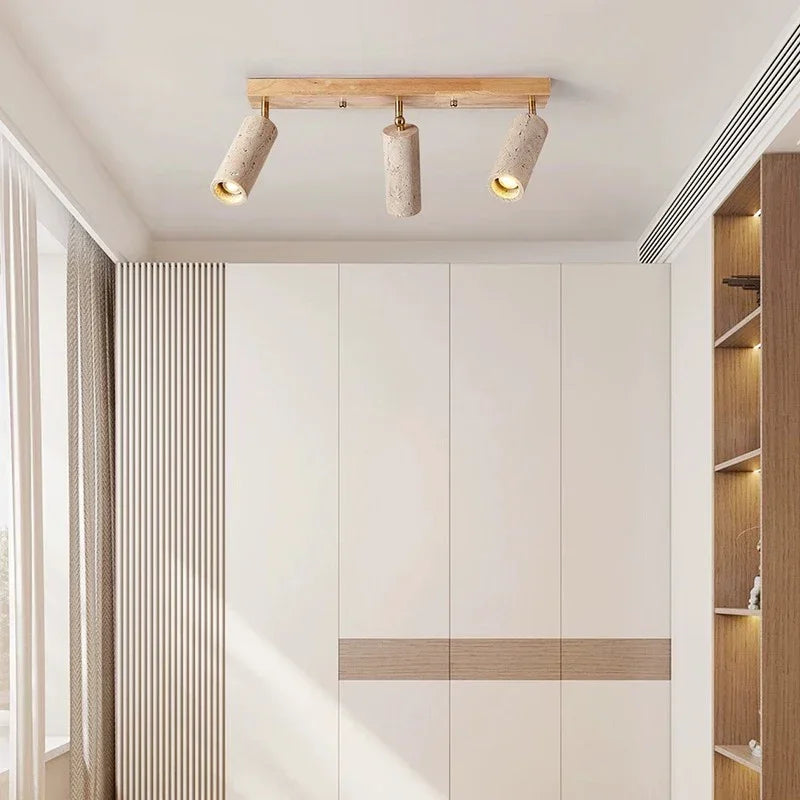 Stone Ceiling Lamp Spot light Angle Adjustable Rectangle Wood Base