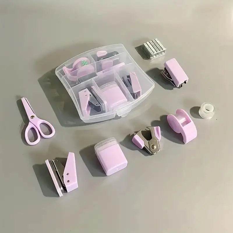 Makaron Mini School Supply Kits Mini Office Supply Kits, Includes Mini Stapler,Scissors, Staple Remover, Staples, Tape Dispenser - AIAZ
