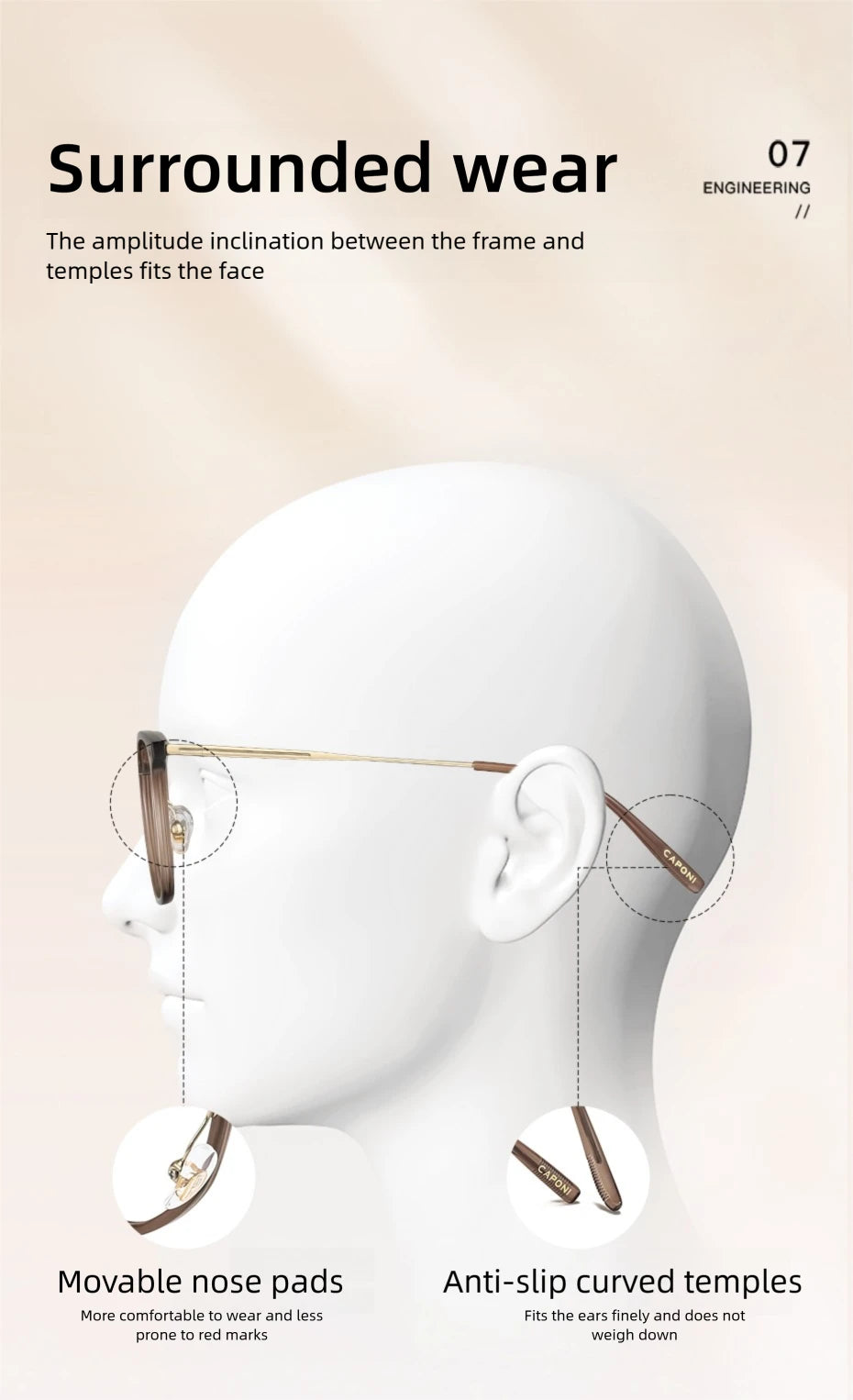 CAPONI Prescription Glasses Women Myopia Retro Light Weight Computer Anti Blue Light Glasses Photochromic Eyes Glasses PJ34022