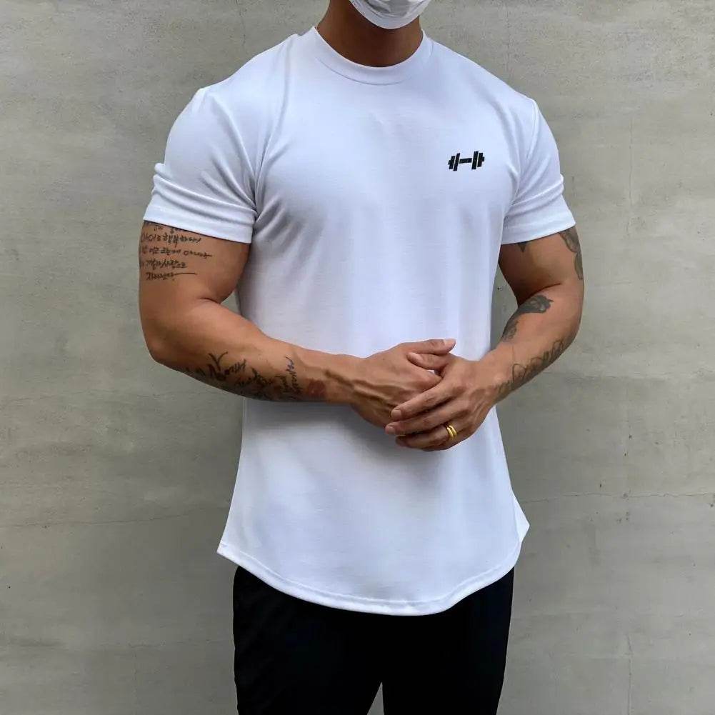2025 Men T-shirt Male Sports Gym Muscle Fitness T Shirt Blouses Loose Half Sleeve Summer Bodybuilding Tee Tops Men's Clothing - AIAZ