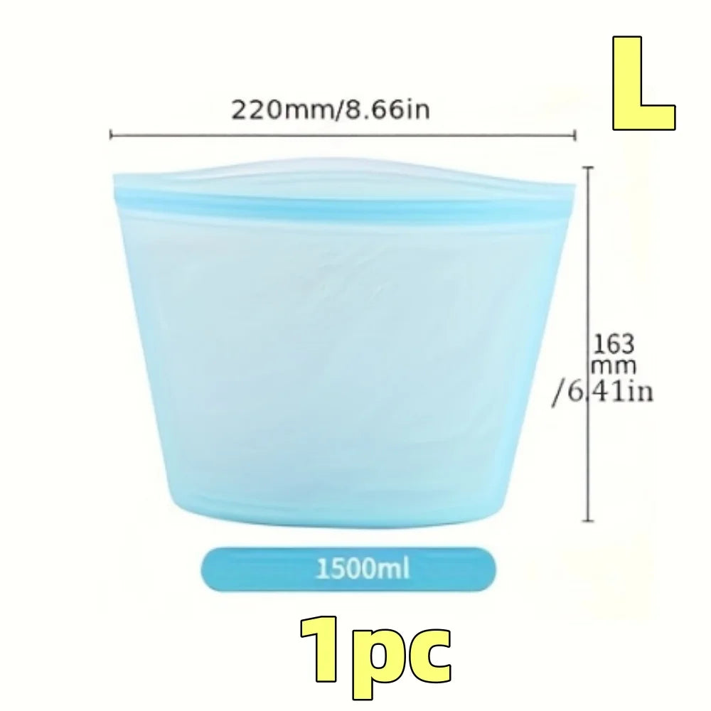 1/3pcs Silicone Food Containers Reusable Storage Bags Leakproof Ziplock Bag Set for Fridge Freezer Fresh-Keeping Kitchen Organiz