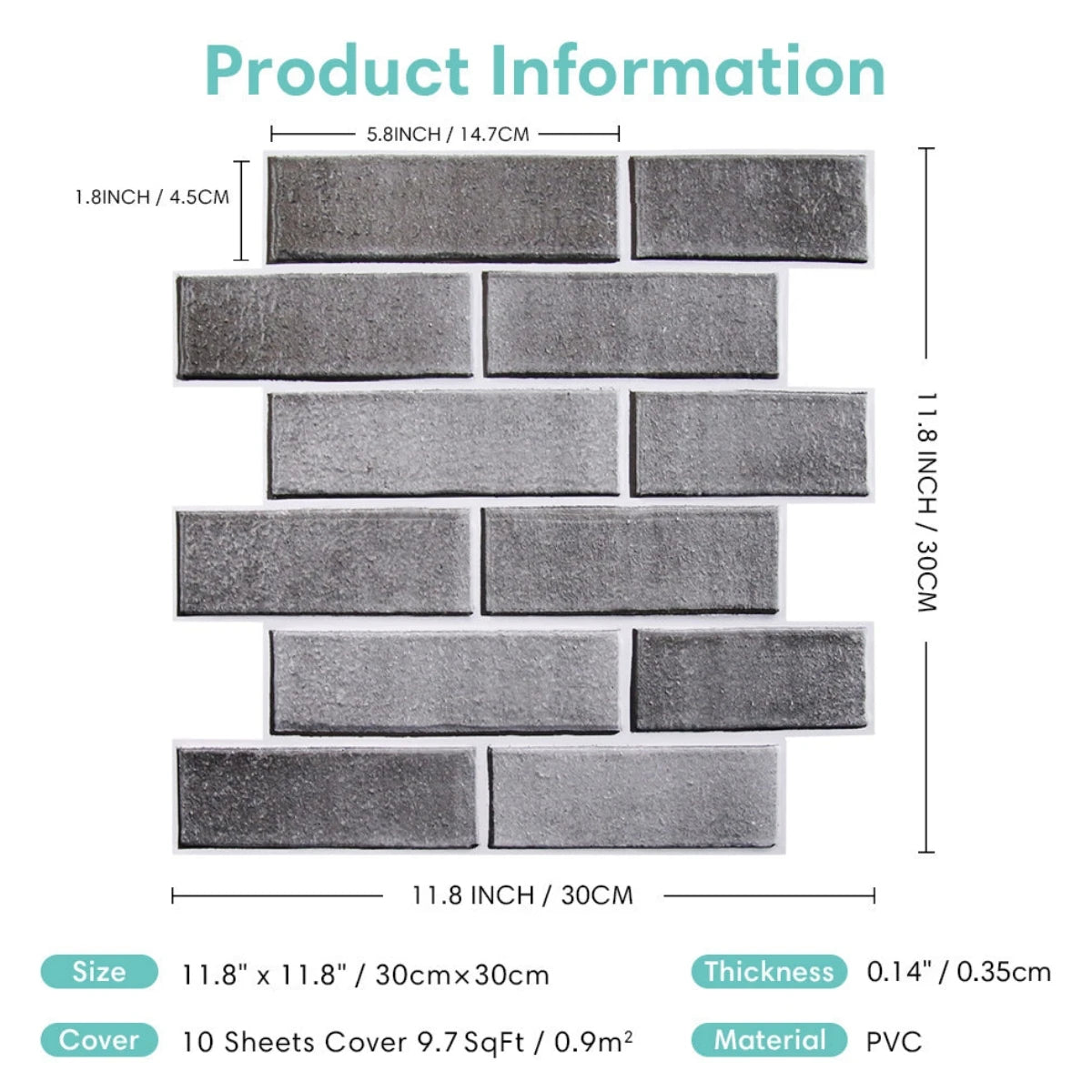 1/10pcs 3D Wall Sticker Self-adhesive Faux Brick Wall Panel Peel and Stick Kitchen Tile Backsplash Bathroom Wall Tile Sticker