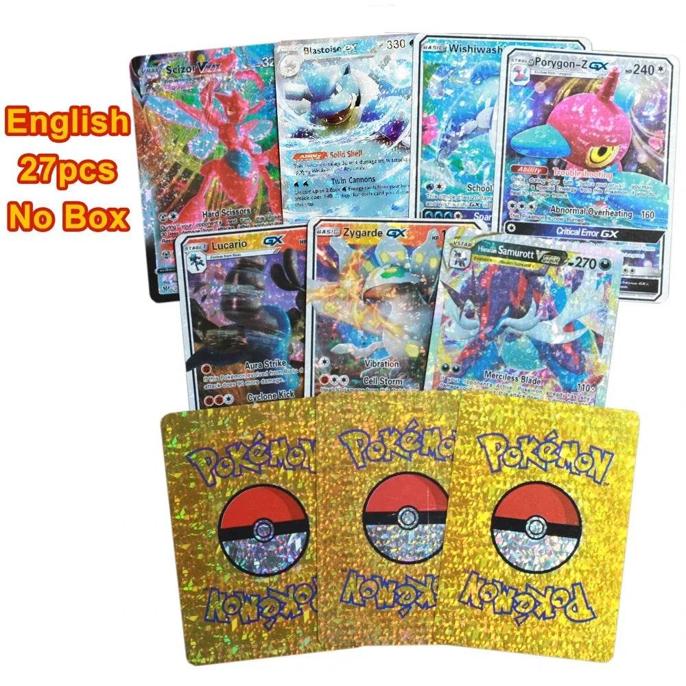 27-110pcs Pokemon Cards Pikachu Gold Silver Black Colorful Vmax GX Vstar Spanish English French German Collection Card Toys Gift - AIAZ