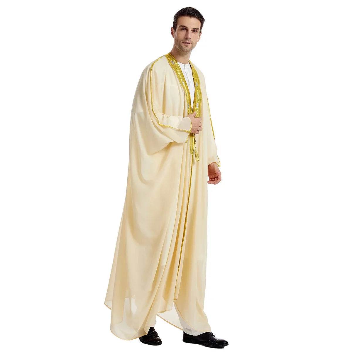 Islamic Clothing Men Robe Arabic Costumes Kaftan Muslim Man Moroccan Casual Long Dress Striped Middle East National Costume - AIAZ