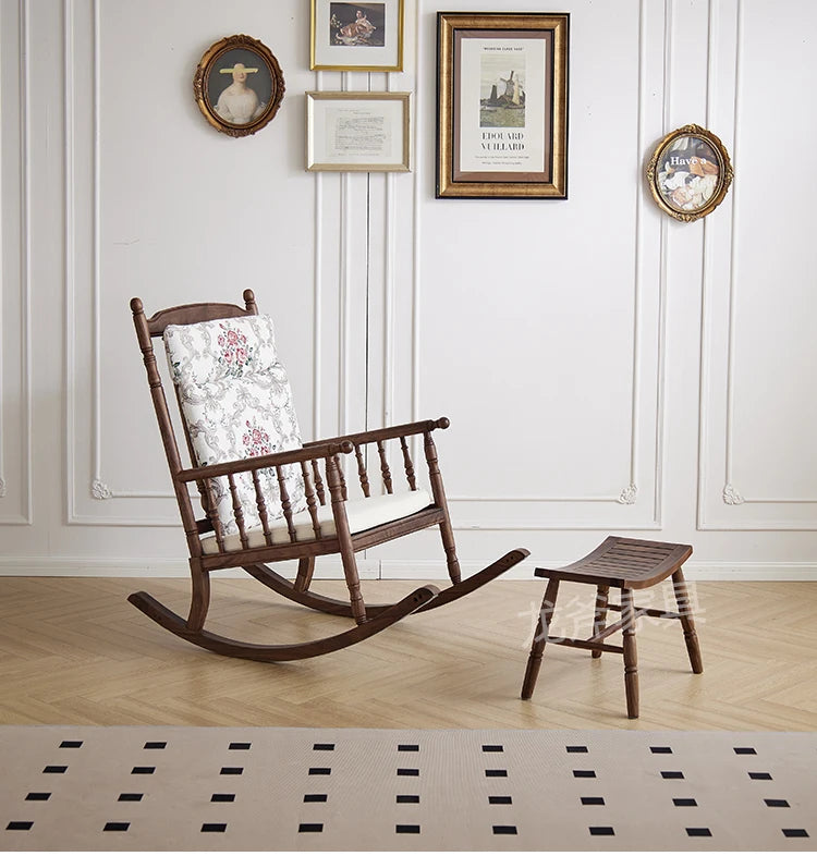 North American Black Walnut All Solid Wood Rocking Chair Bedroom Sofa Chair