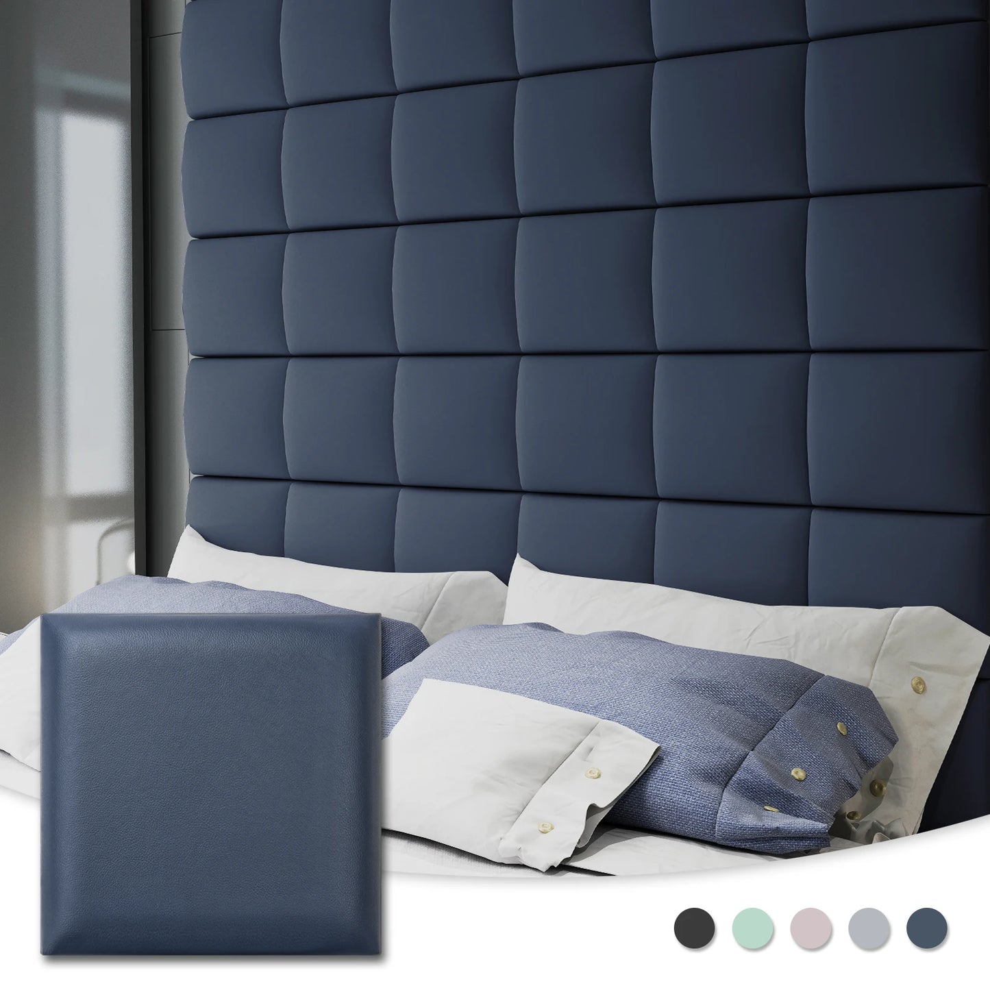 Art3d Adjustable Headboard for King, Twin, Full and Queen, Wall Mounted Upholstered Wall Panels (6 PCS, 9.84" x 9.84")