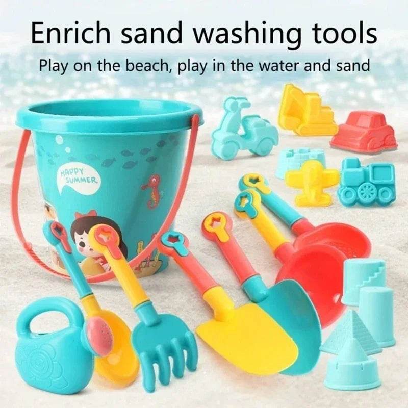 Children Sand Toys 18PCS Summer Beach Game Sand Bucket Shovel Silicone Sandbox Outdoor Water Fun Beach Toys kid gifts - AIAZ