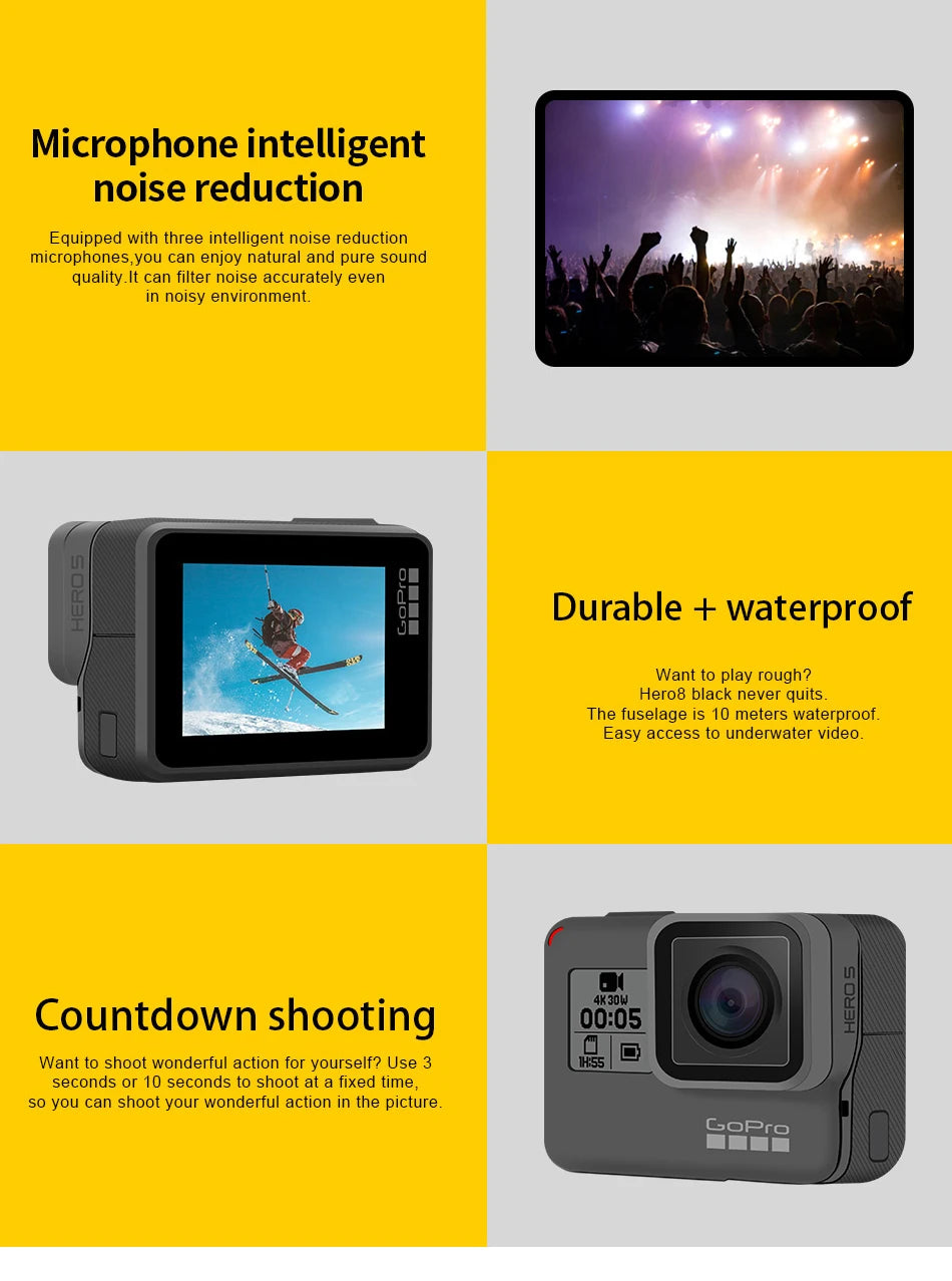 GoPro HERO5 Black Sports Camera 4k Ultra HD Video 1080P Anti Shake Cycling Helmet Go Pro Camera Optional Memory Card