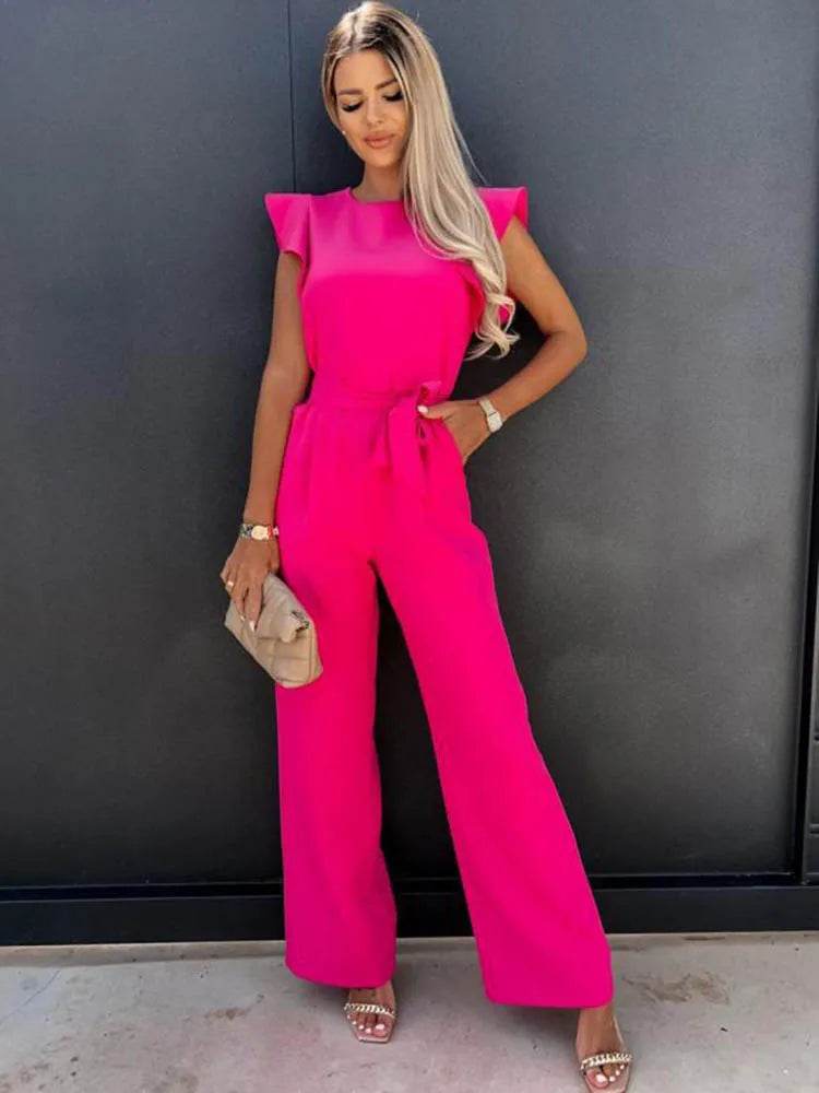 2024 Summer Short Sleeve Wide Leg Jumpsuit For Women Elegant Romper Vintage Streetwear Jumpsuits Overalls Women Jump Suit Woman - AIAZ