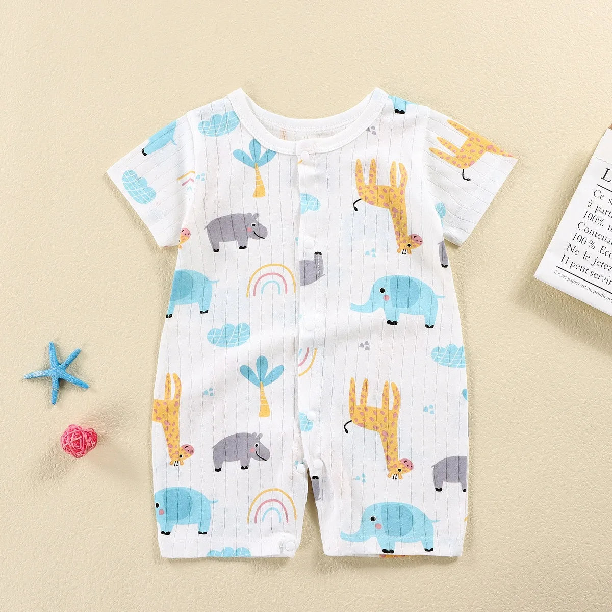 2025 New Baby Onesies Climbing Clothes Pure Cotton Summer Newborn Boys Girls Rompers Short-Sleeved Thin Harness Infant Clothes