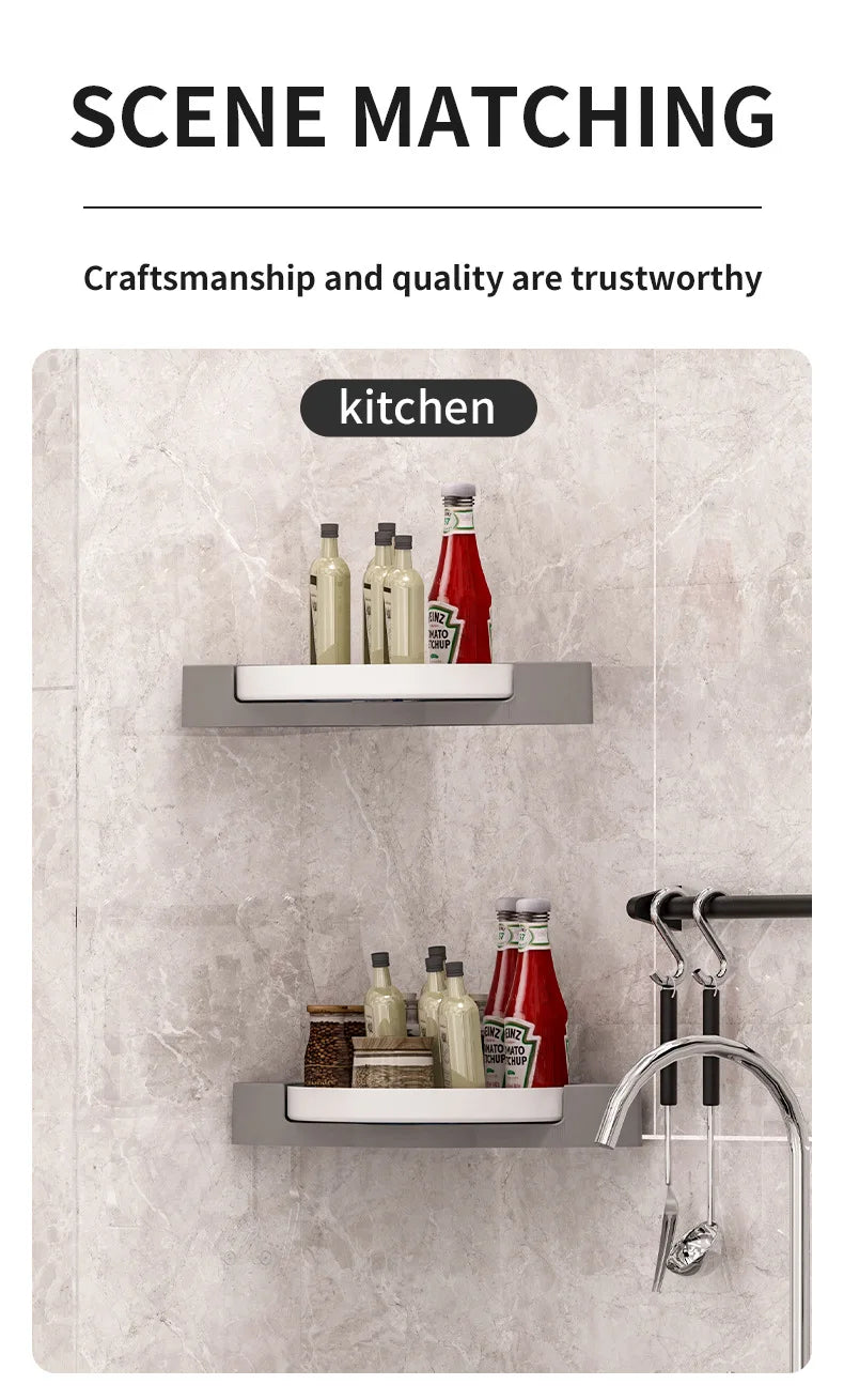 360° Rotate Shower Organizer Shelves Bathroom Swivel Shelf Kitchen Storage Organiser Shower Shelf  Bathroom Accessories