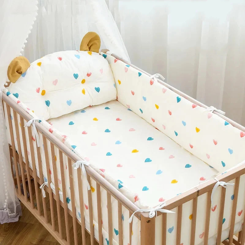 Newborn Cotton Breathable One-piece Bed Bumper Removable Washable Children Bedding Set Four Seasons Universal Cartoon CribBumper