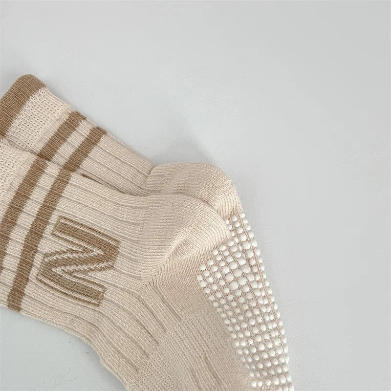 3Pairs/Lot Baby Letter Non-slip Socks Soft Cotton Short Kids Sock Infant Toddler Boys Girls Cute Stripe Socken For 0-5Years