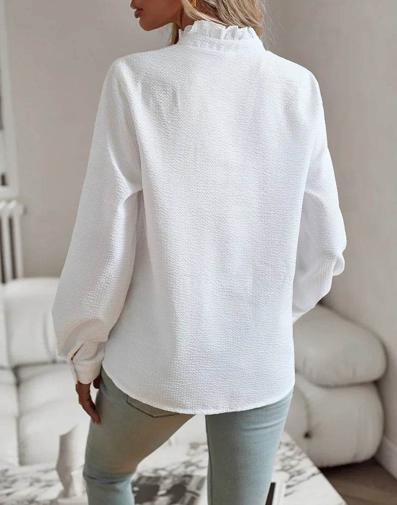 Fashion New Women Elegant Office Shirt,Long Sleeve Top Causal Comfort Simple Shirt,Shirts & Blouses,Tops For Women,Women Clothes - AIAZ