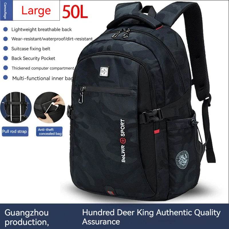 Backpack Primary School Middle School Students High School Bags Large Capacity Ultra-light Load Reduction Outdoor Travel Busines - AIAZ
