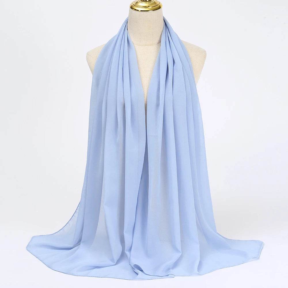 Muslim Chiffon Hijab Scarf Women Long Solid Color Head Wrap For Women Hijabs Scarves Ladies Muslim Veil Jersey Hijabs - AIAZ
