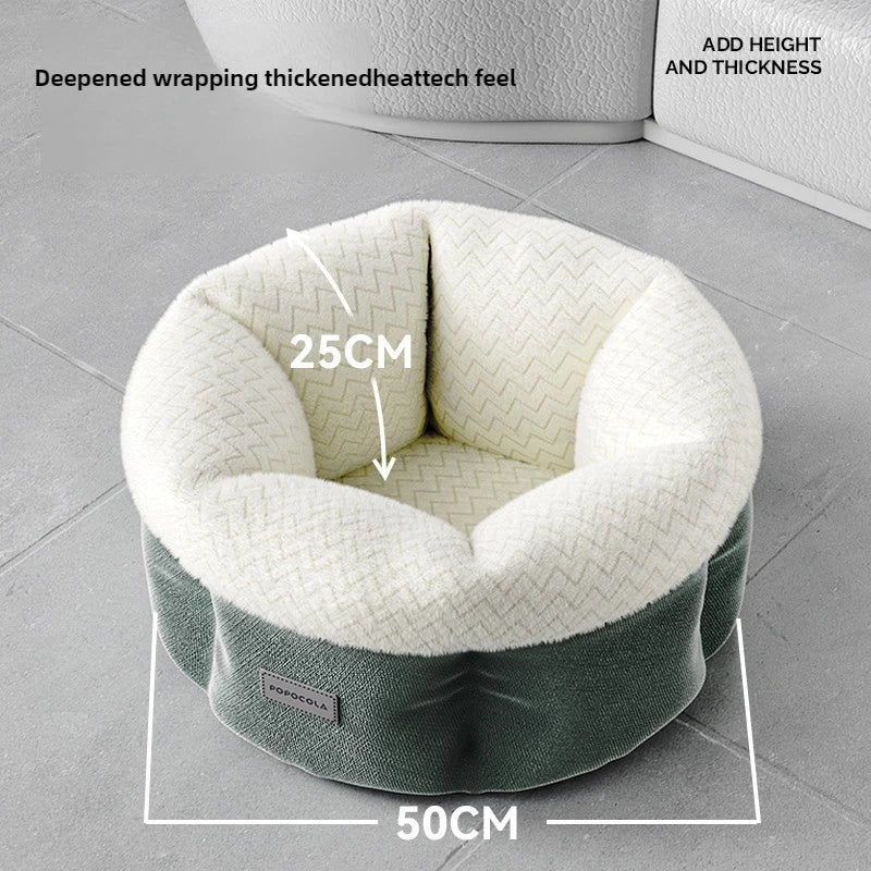 Heated Deep Cat Bed  Smart Temperature-Controlled Pet House 9-Level Adjustable Heated Dog Nest with Timer