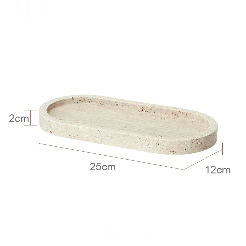 Beige Travertine Bathroom Accessories Set Natural Marble Soap Dispenser Soap Dish Reed Diffuser Vanity Tray Bathroom Set
