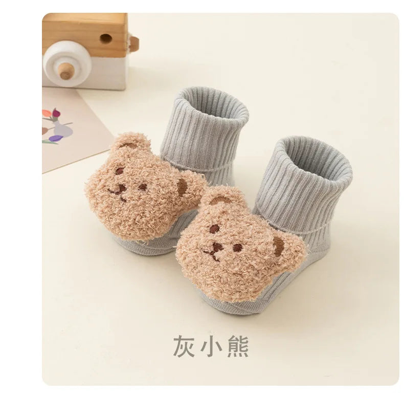 Cute Cartoon Bear Baby Socks for Boys Girls Spring Autumn Soft Cotton Anti Slip Soled Newborn Toddler Sock Kids Warm Socken