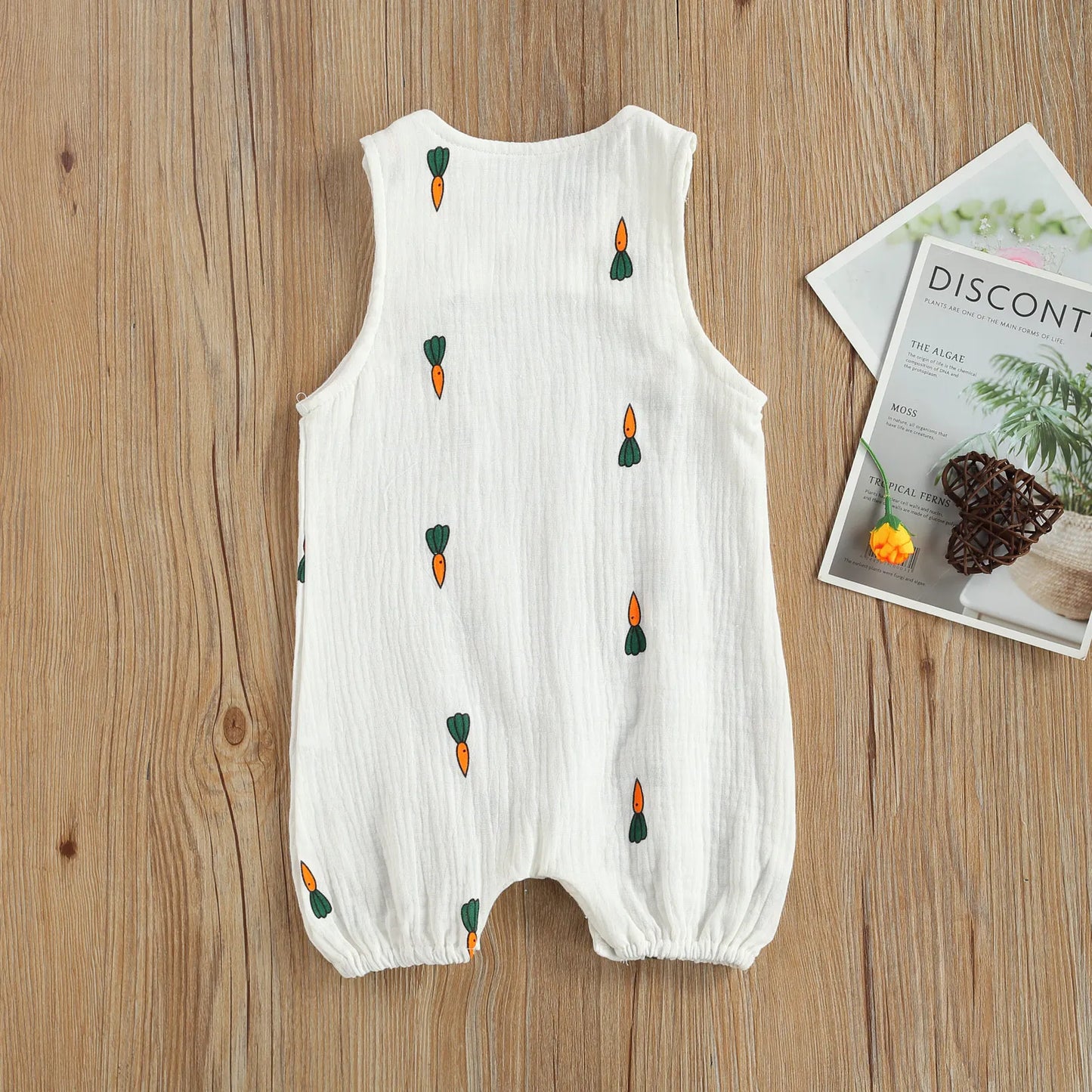 Summer Baby Boys Girls Sleeveless Romper Linen Fabric Cactus Print Playsuits Cotton Muslin Jumpsuits Children Overalls Clothing