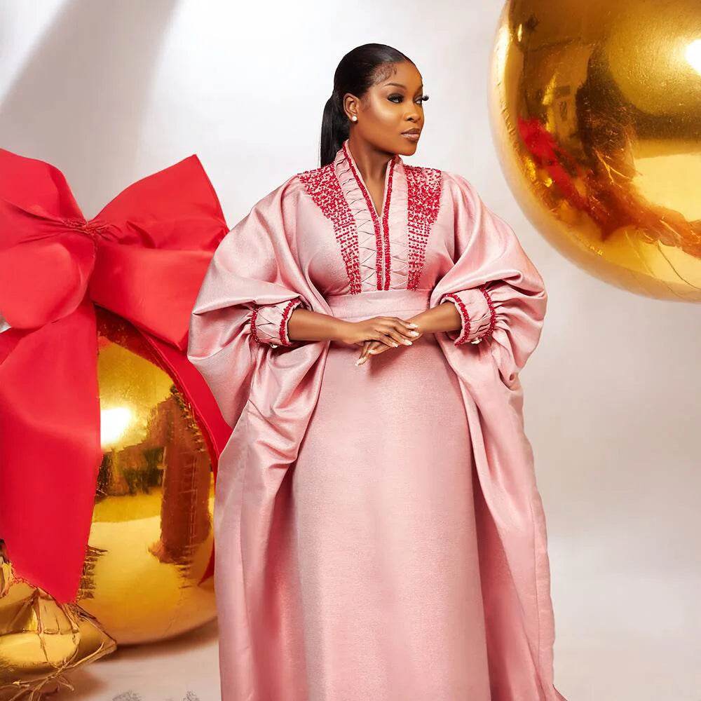 fashion turkey dresses for woman luxury elegant 2025 V-neck rhinestones dresses for church boubou african dresses - AIAZ