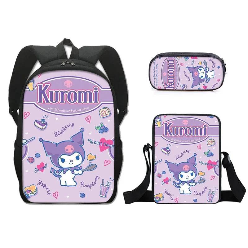 Sanrio Kuromi Backpack Sanrio Backpack Pencil Bag Student School Bag Primary and Middle kawaii Cartoon School Bag Mochila - AIAZ