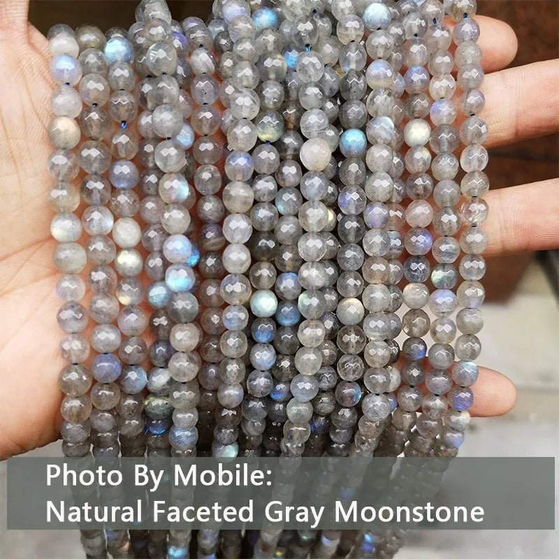 Genuine Nature Blue Light Labradorite Larvikite Gray Moonstone Beads Round Gemstone For Jewelry Making Diy Bracelet Accessories