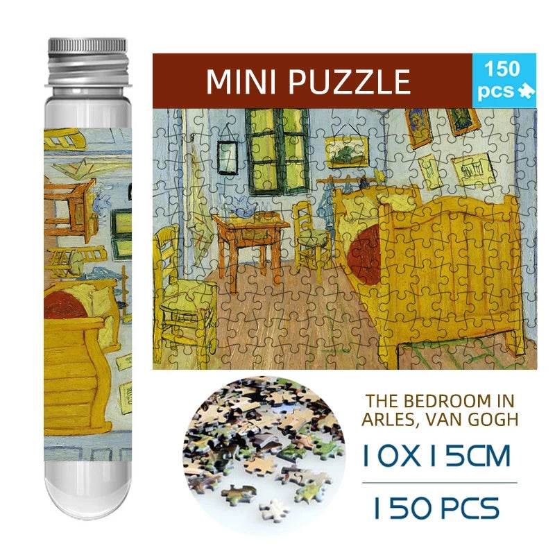 MaxRenard Jigsaw Puzzle 150pcs Mini Test Tube 15*10cm Travel Game World Famous Van Gogh Oil Paintings - AIAZ