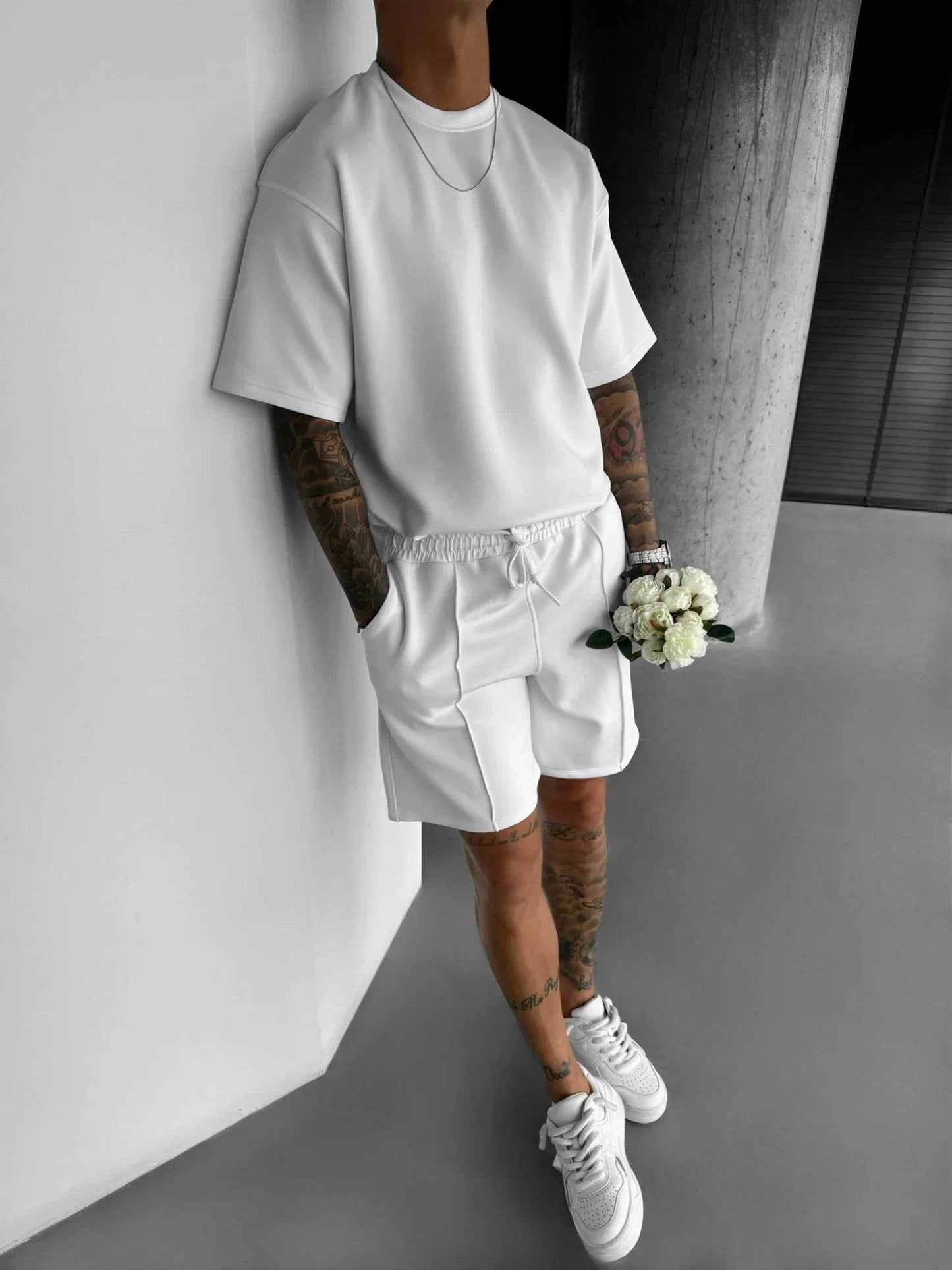 Men 2025 summer fashion sports design sense simple casual solid color quick drying short-sleeved T-shirt trend clothes - AIAZ