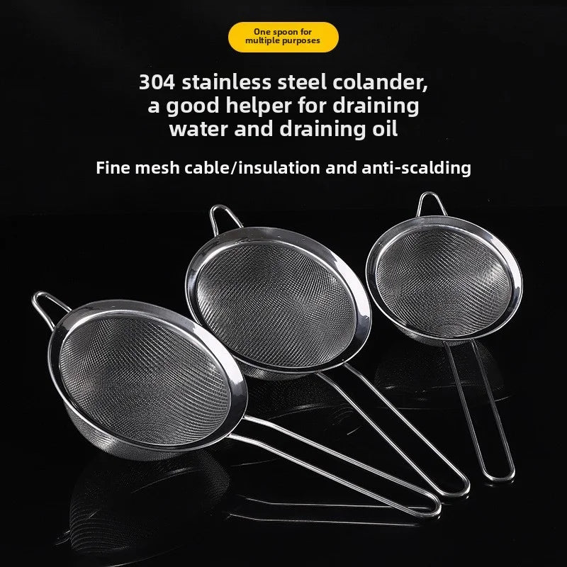 Stainless Steel Sieve Mesh Filter Slotted Spoon Kitchen Essential 3 Pack Fine Food Strainer with Long Handle for Cooking