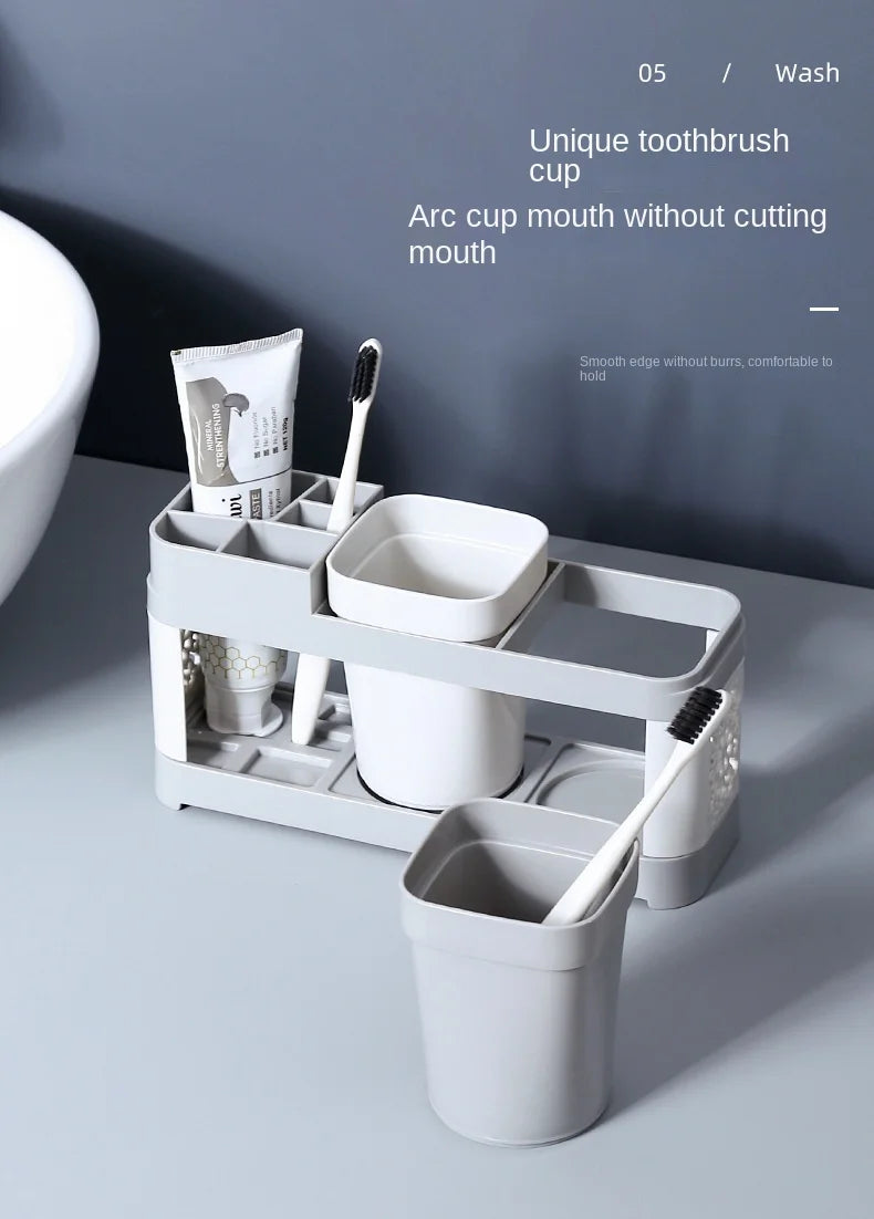 Washing Cup Toothbrush Holder Set Creative Family Couple Mouthwash Cup Home Dental Set with Two Cups Bathroom