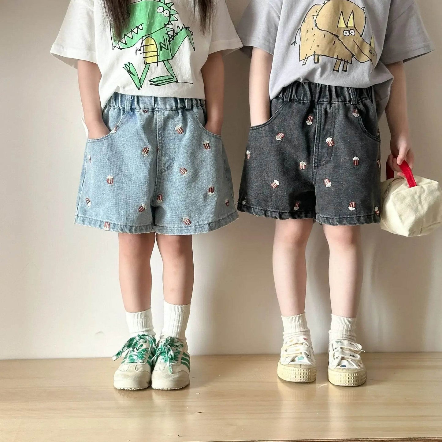 Fashion Cartoob Print Denim Kids Shorts Girls Pants Summer 2025 New Boys Summer Clothes Baby Loose Casual Pants - AIAZ