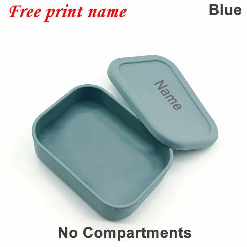 Personalized Name Lunch Box 3 Compartment Silicone Bento Box Portable Leak Proof Microwave Oven Lunch Box Picnic Food Container - AIAZ