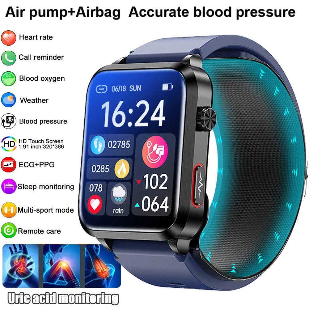 For huawei 2025 New Smart Watch air Pump ECG True Accurately Blood Pressure Airbag health watch Uric Acid Blood Lipids watch men